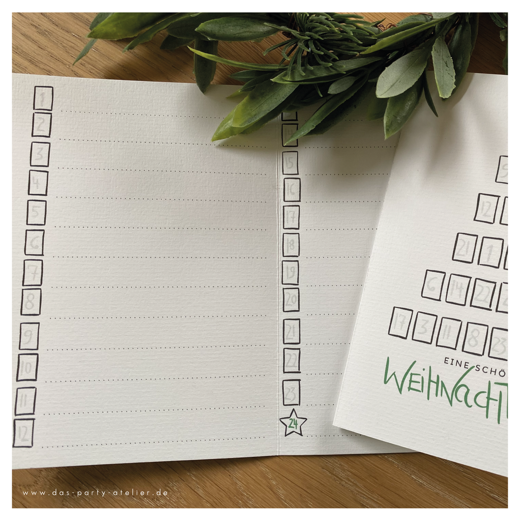 Adventskalender Karte "BAUM" mit Holzblock