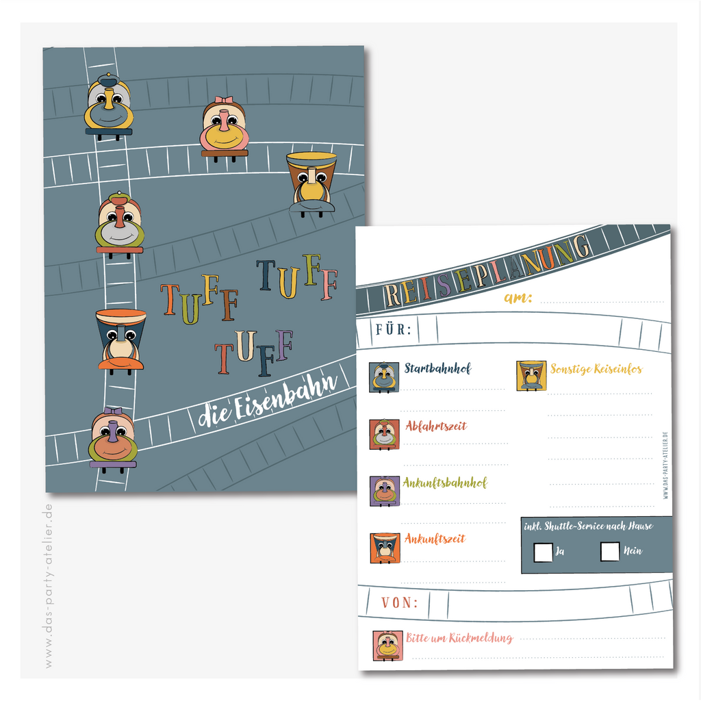 Einladung Kindergeburtstag (6er Pack) EISENBAHN