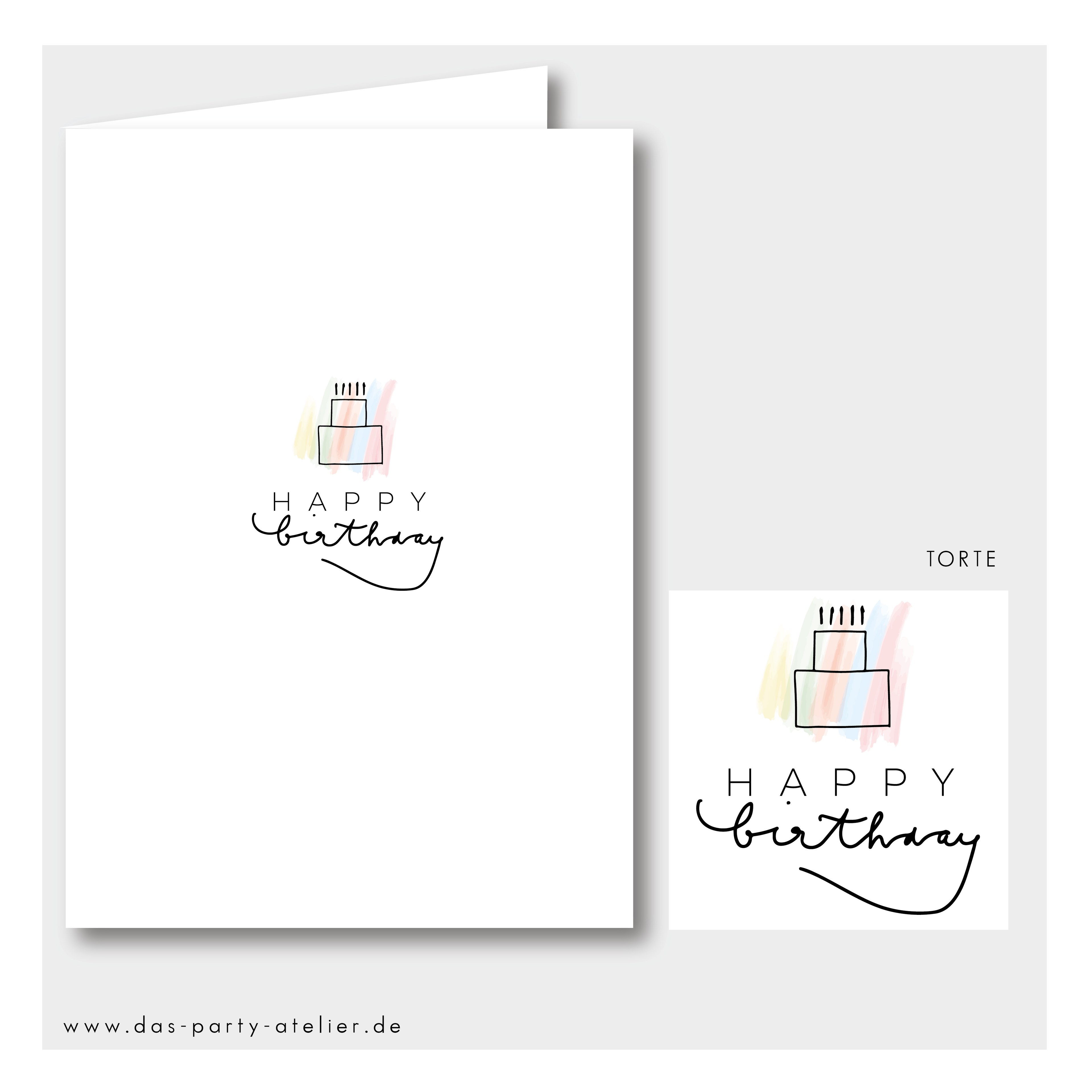 Happy Birthday Grußkartenset modern (5 Stck., versch. Designs)