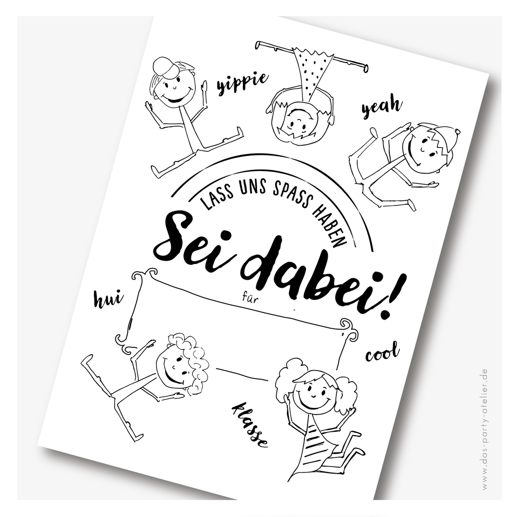 Einladung Kindergeburtstag (6er Pack) SEI DABEI