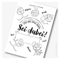 Einladung Kindergeburtstag (6er Pack) SEI DABEI