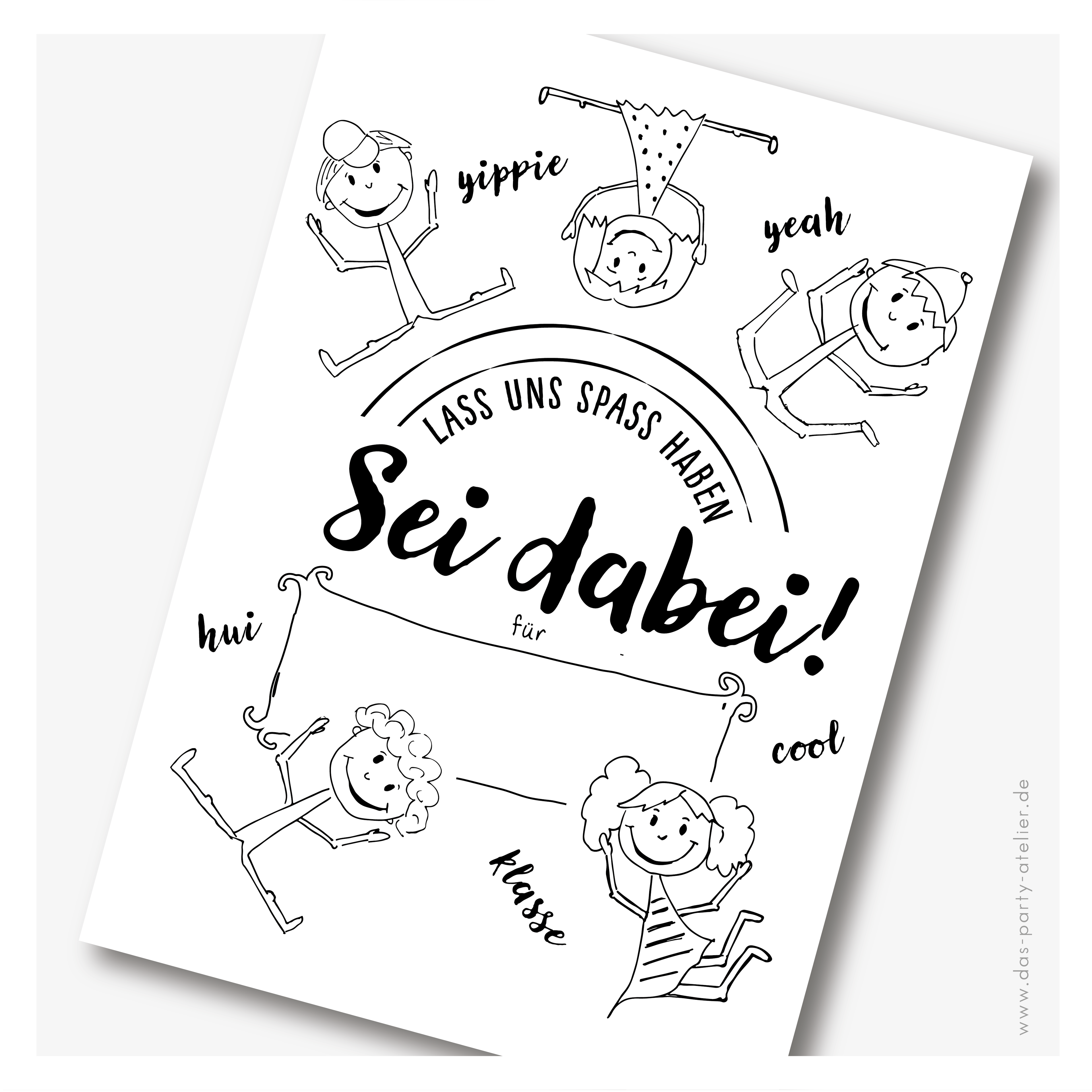 Einladung Kindergeburtstag (6er Pack) SEI DABEI