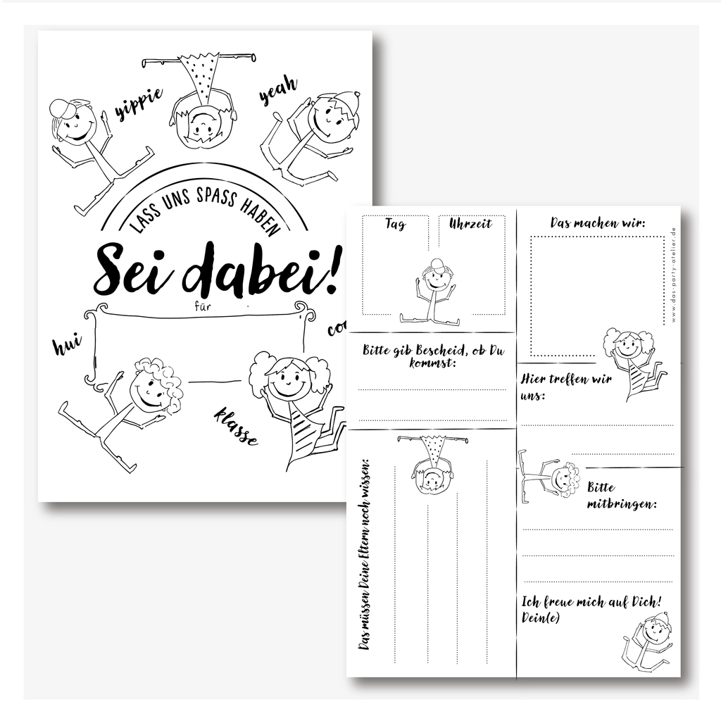 Einladung Kindergeburtstag (6er Pack) SEI DABEI