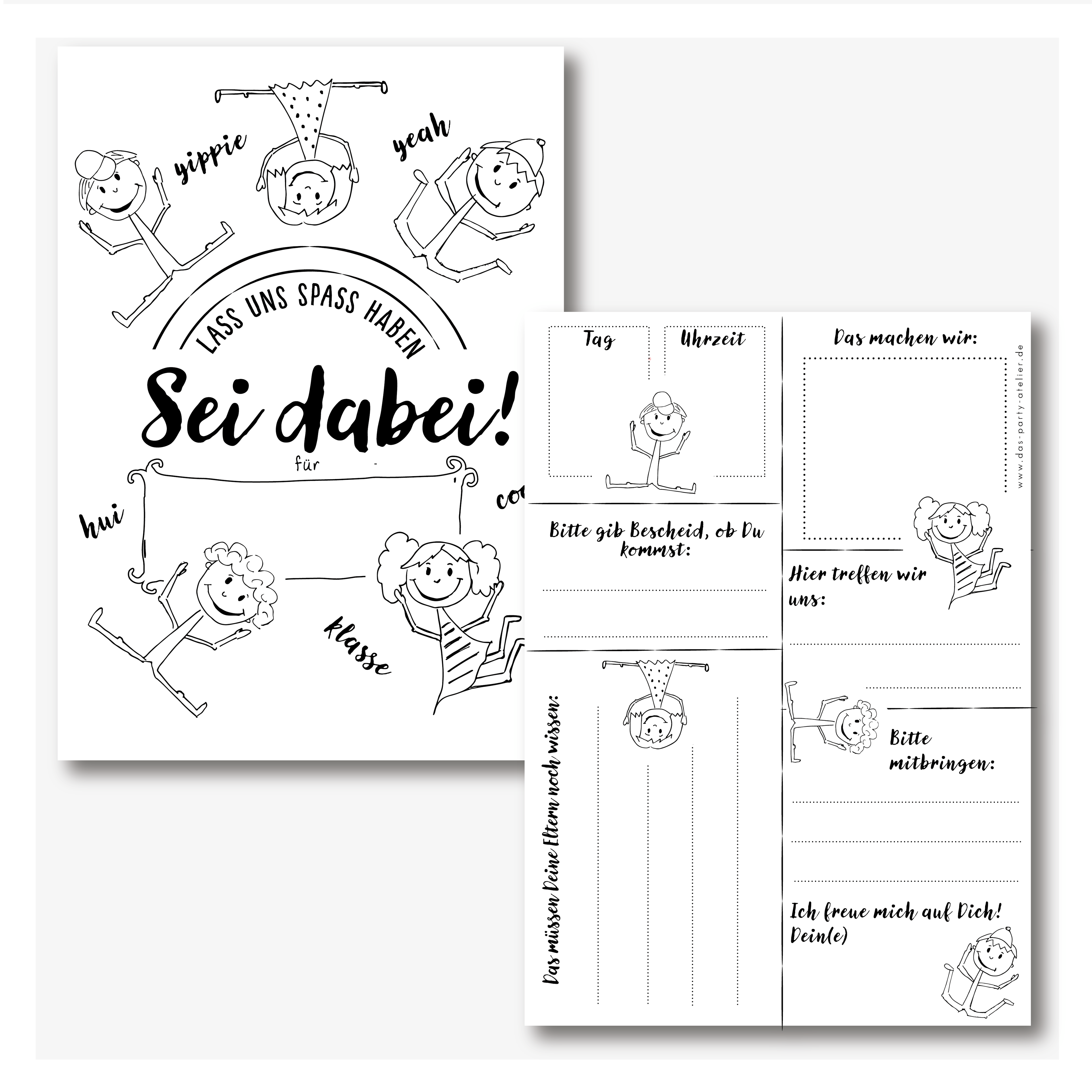 Einladung Kindergeburtstag (6er Pack) SEI DABEI