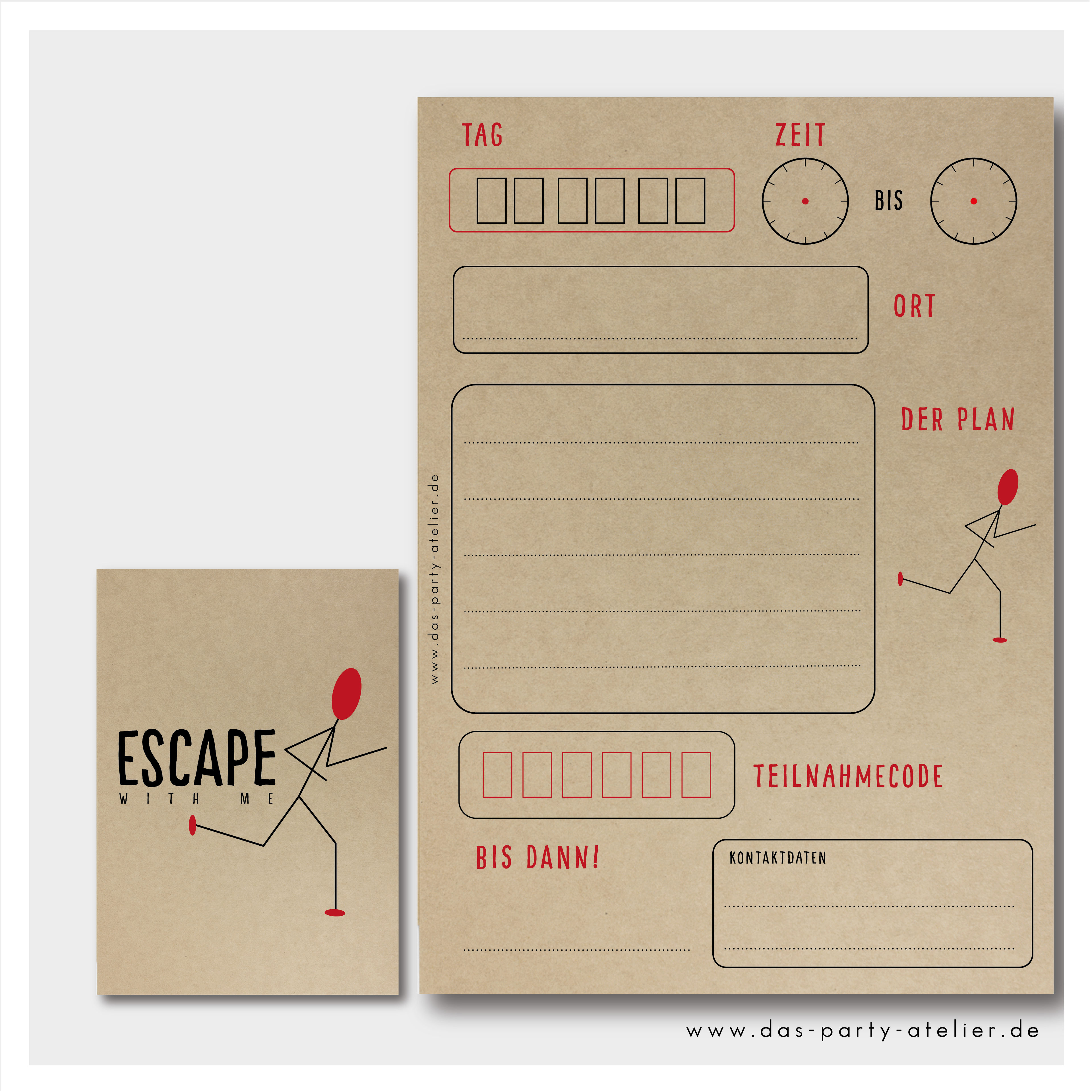 Einladung Kindergeburtstag (6er Pack) ESCAPE