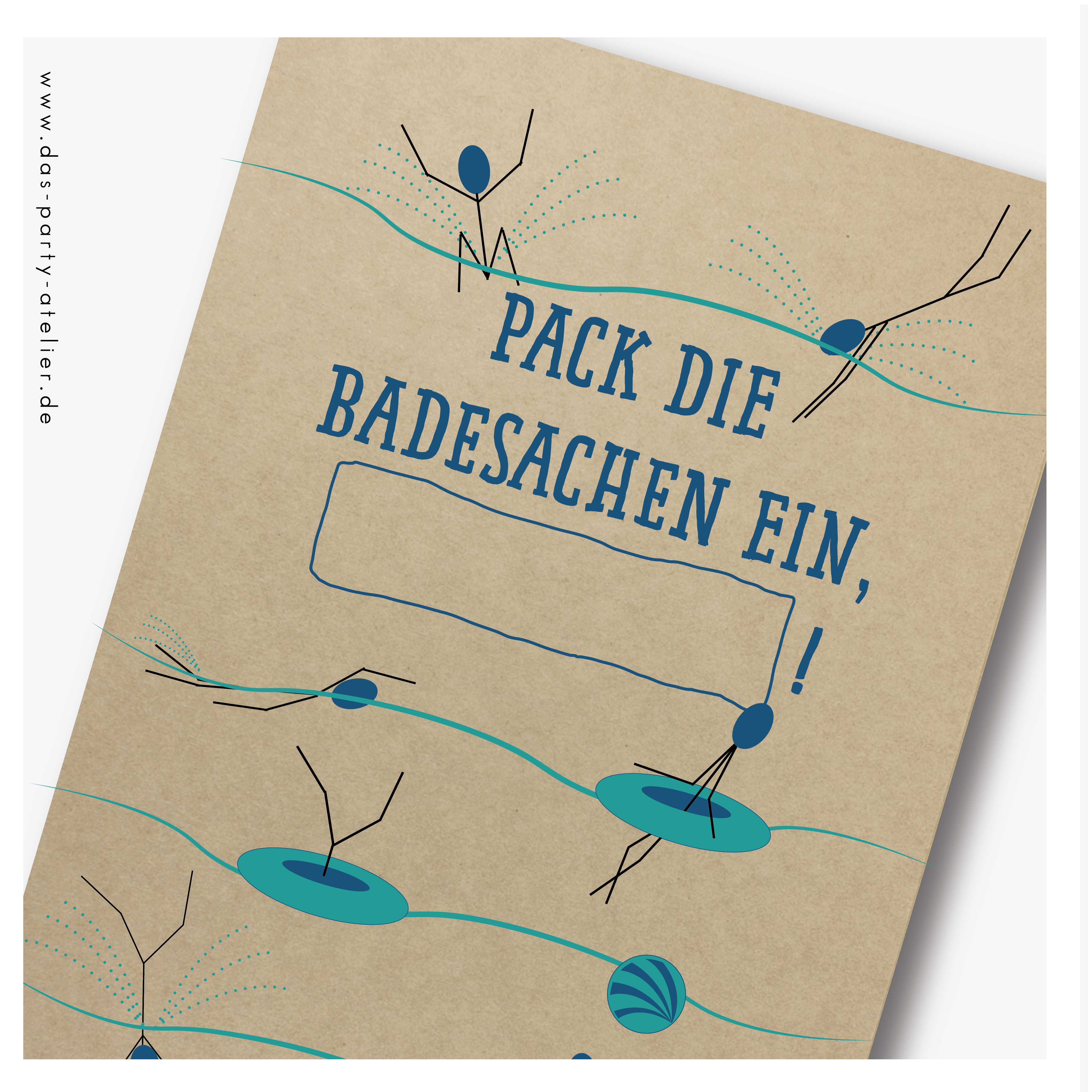 Einladung Kindergeburtstag (6er Pack) BADESPASS
