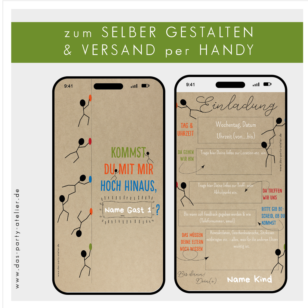 Einladung Klettern - als Versand per Handy -
