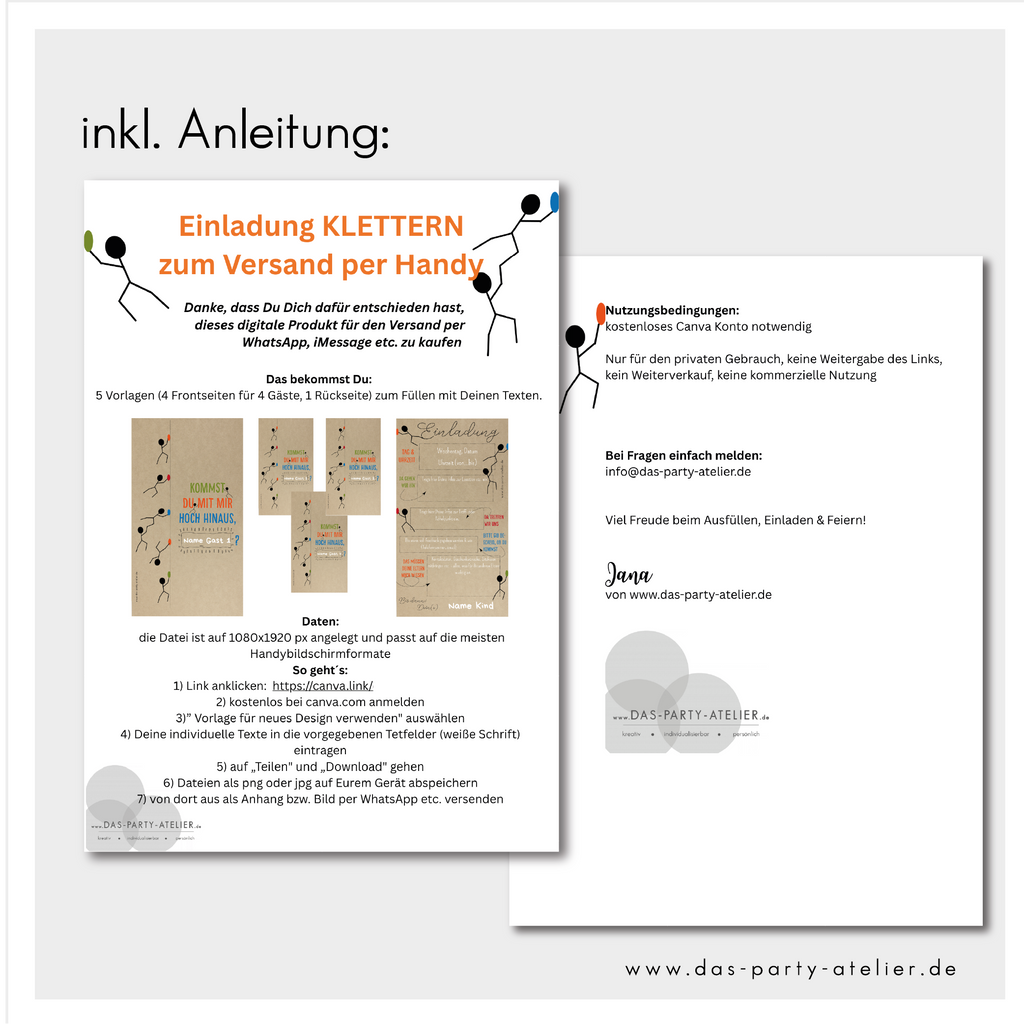 Einladung Klettern - als Versand per Handy -