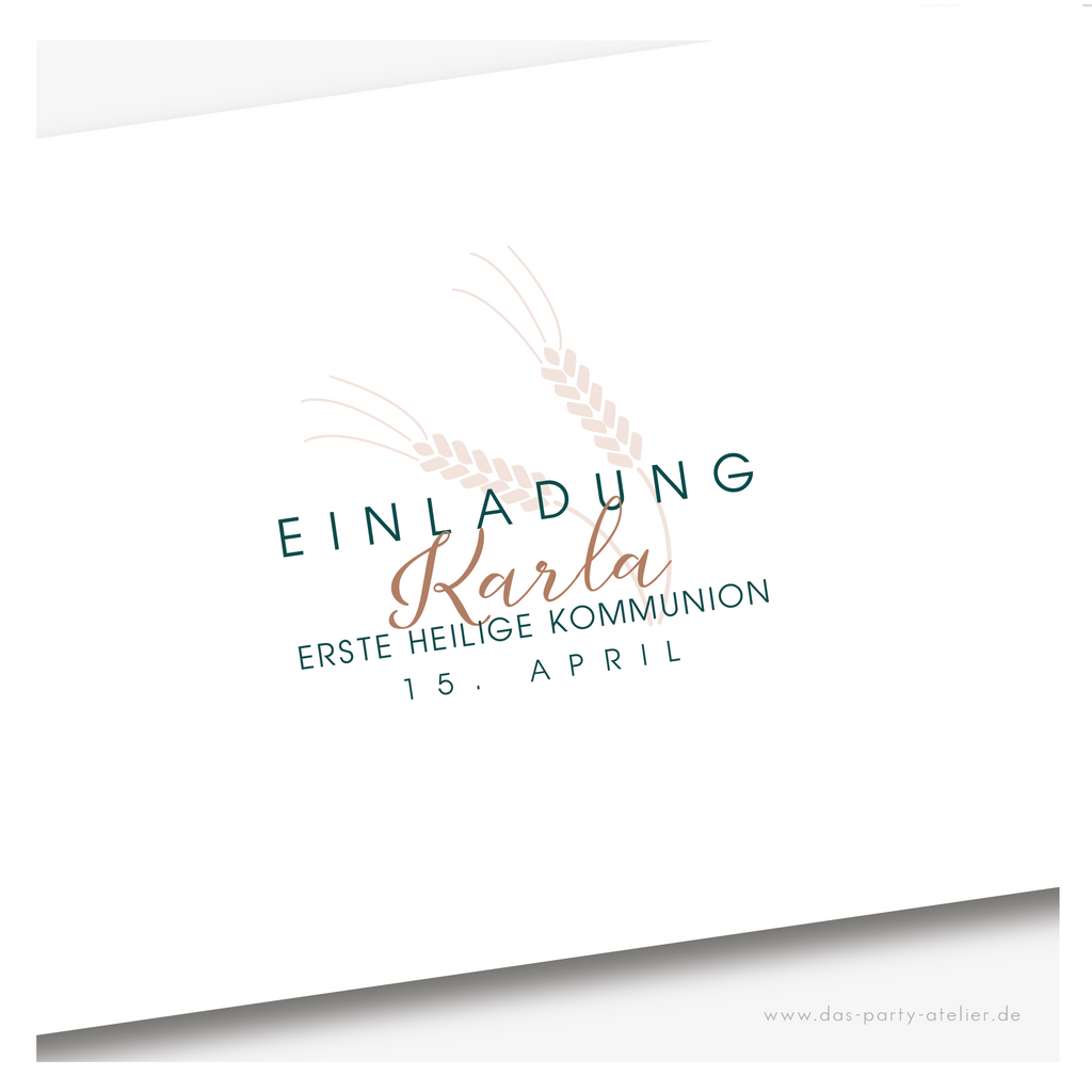 Einladung / Danke Kommunion & Konfirmation ÄHRE (mit Umschlag)