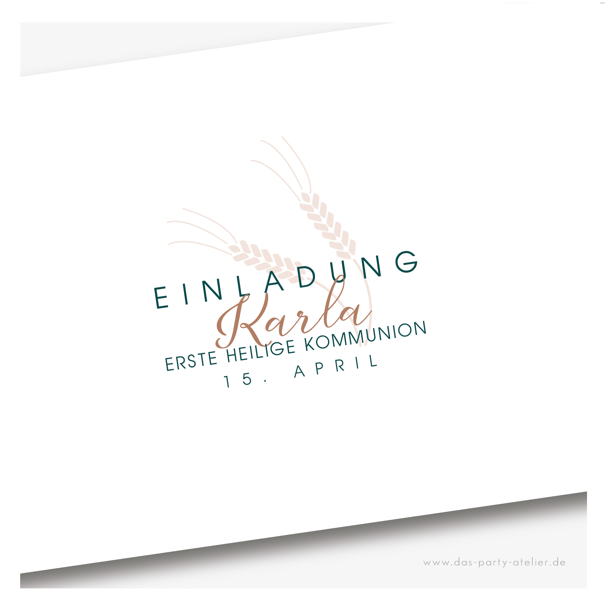 Einladung / Danke Kommunion & Konfirmation ÄHRE (mit Umschlag)