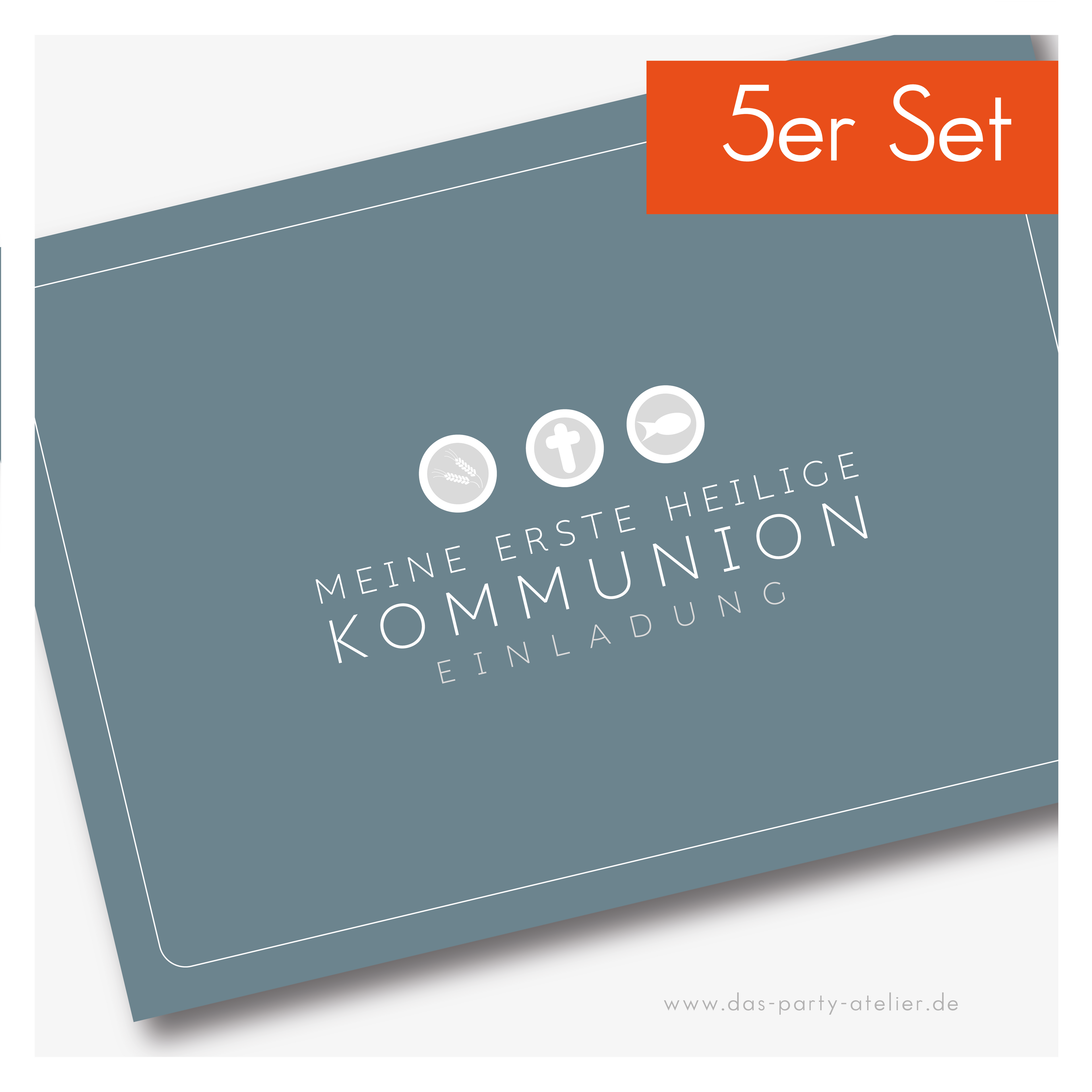 Einladung Kommunion/Konfirmation (zum Selbstausfüllen) - 5er Set