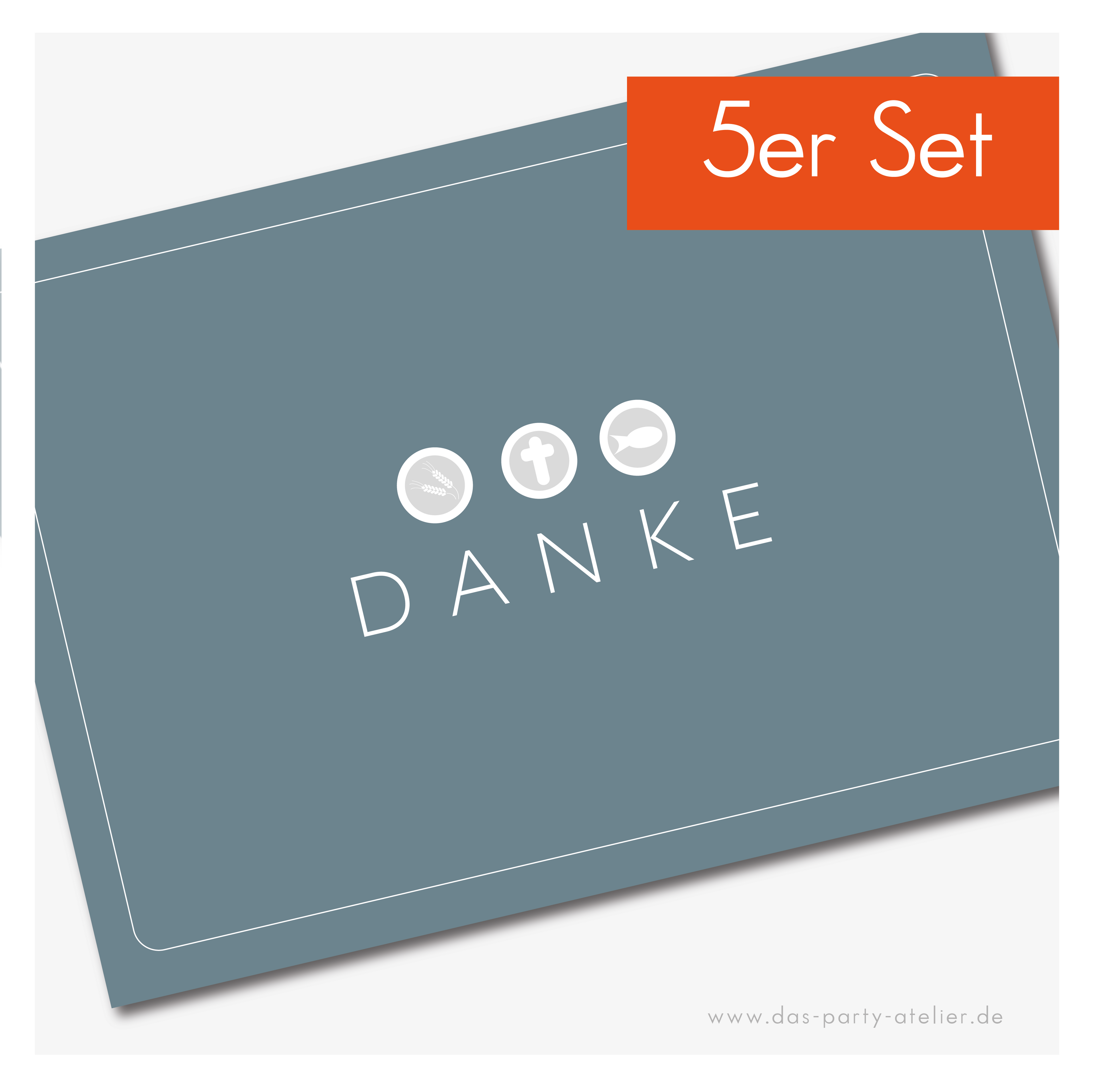 Dankeskarte Kommunion/Konfirmation (zum Selbstausfüllen) - 5er Set