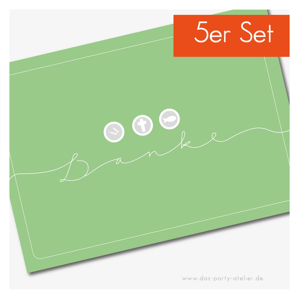 Dankeskarte Kommunion/Konfirmation (zum Selbstausfüllen) - 5er Set