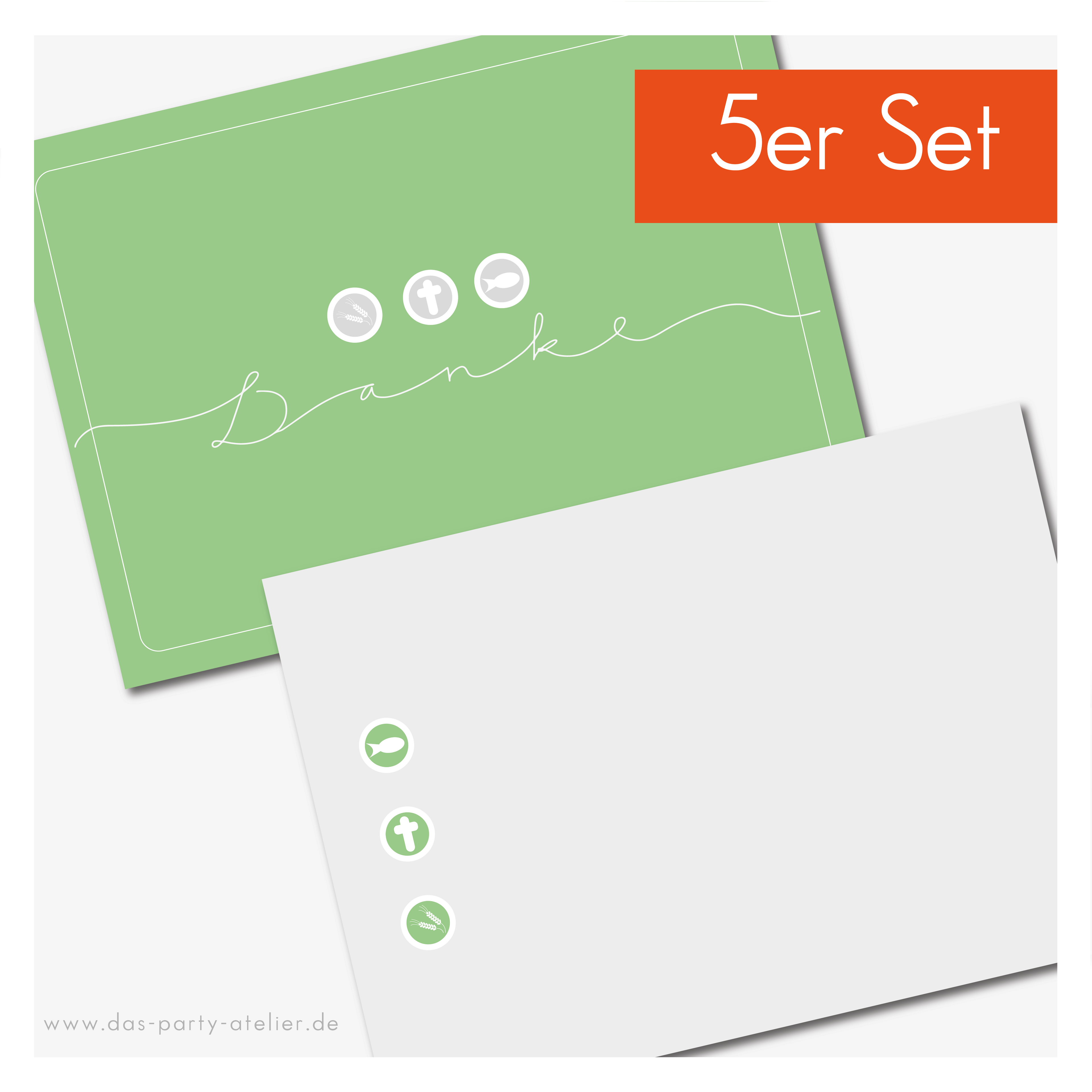 Dankeskarte Kommunion/Konfirmation (zum Selbstausfüllen) - 5er Set