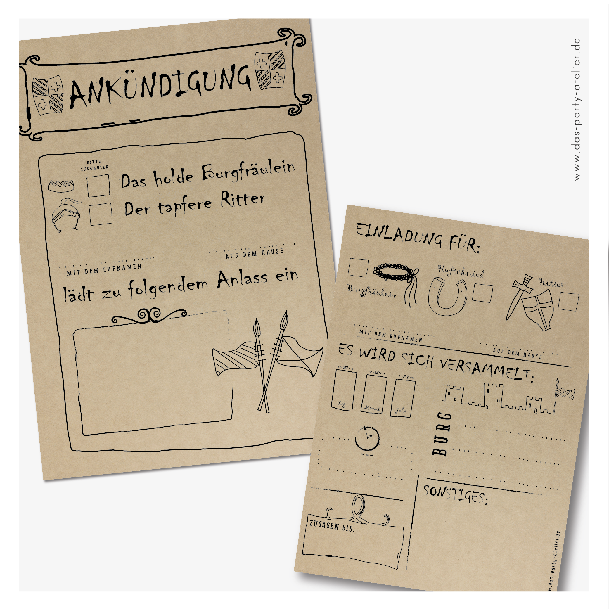 Einladung Kindergeburtstag (6er Pack) RITTER & HELDEN