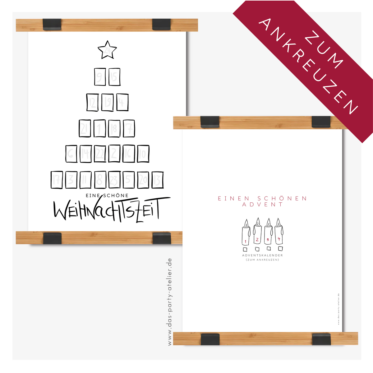 Adventskalenderposter KERZEN zum Ankreuzen