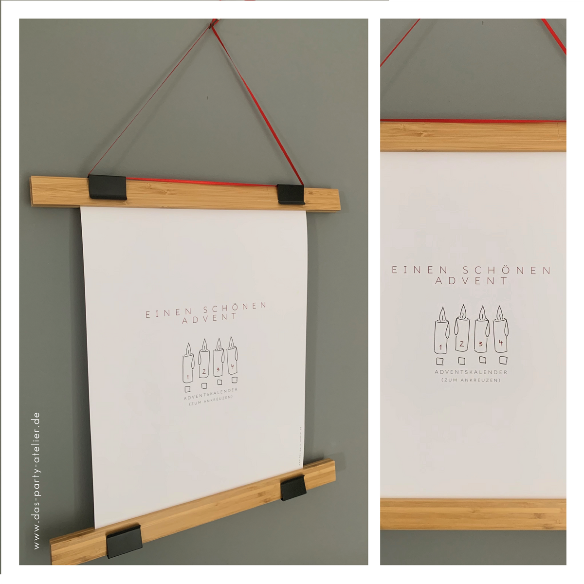 Adventskalenderposter KERZEN zum Ankreuzen