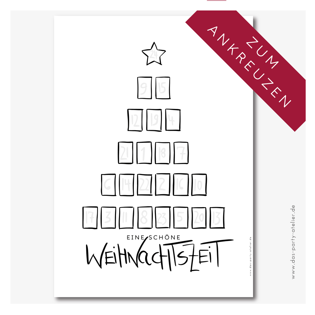 Adventskalenderposter BAUM zum Ankreuzen