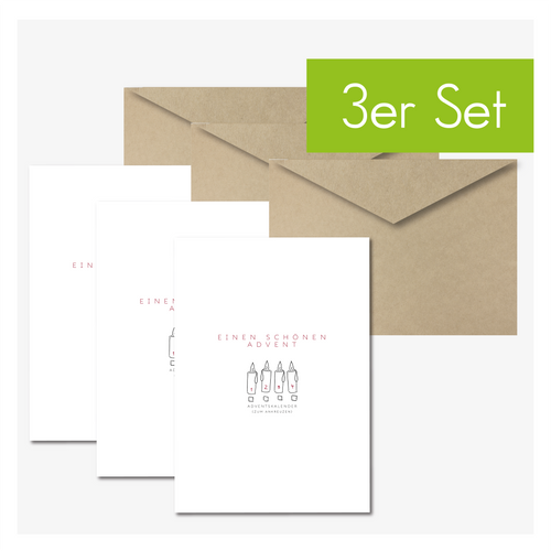 Adventskalenderkarte KERZEN (3er Set mit Umschlägen)