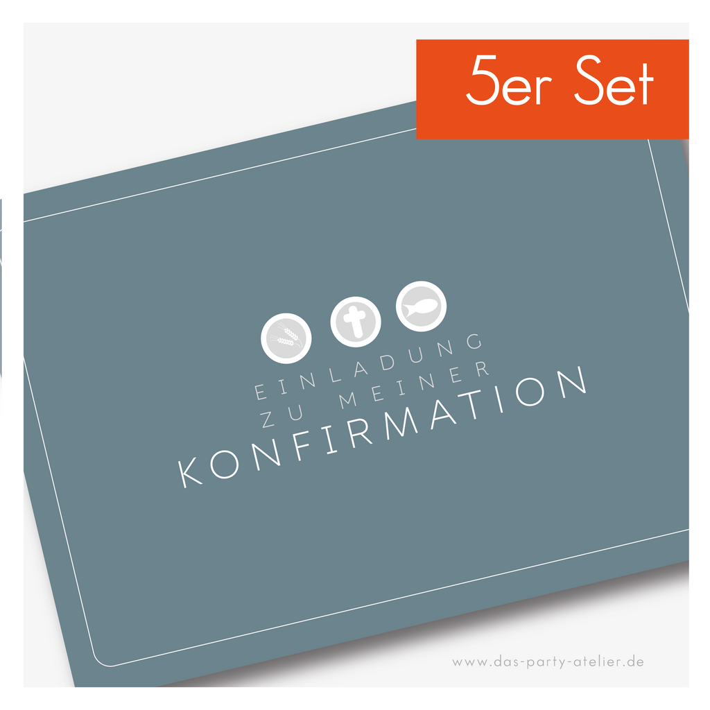Einladung Kommunion/Konfirmation (zum Selbstausfüllen) - 5er Set