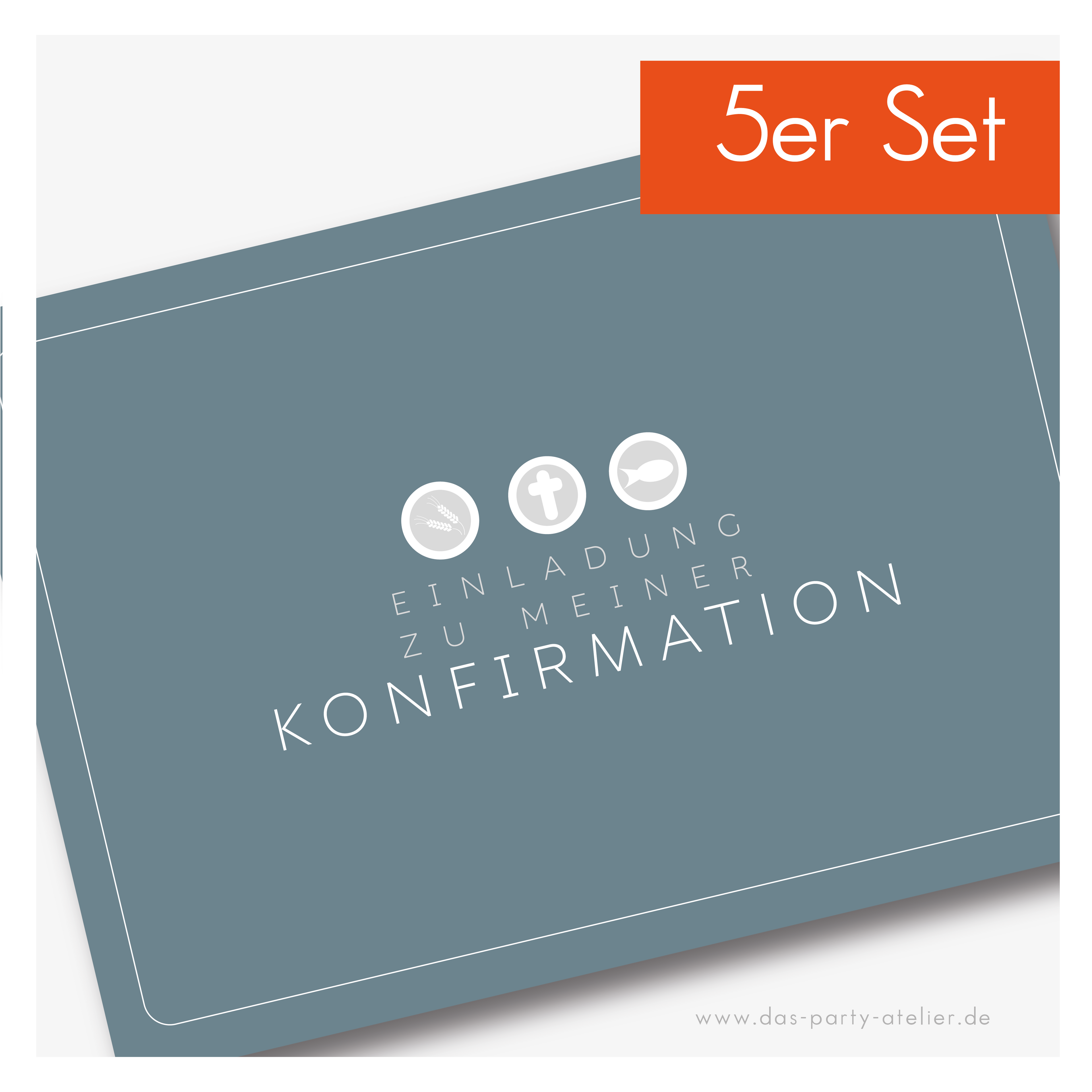 Einladung Kommunion/Konfirmation (zum Selbstausfüllen) - 5er Set