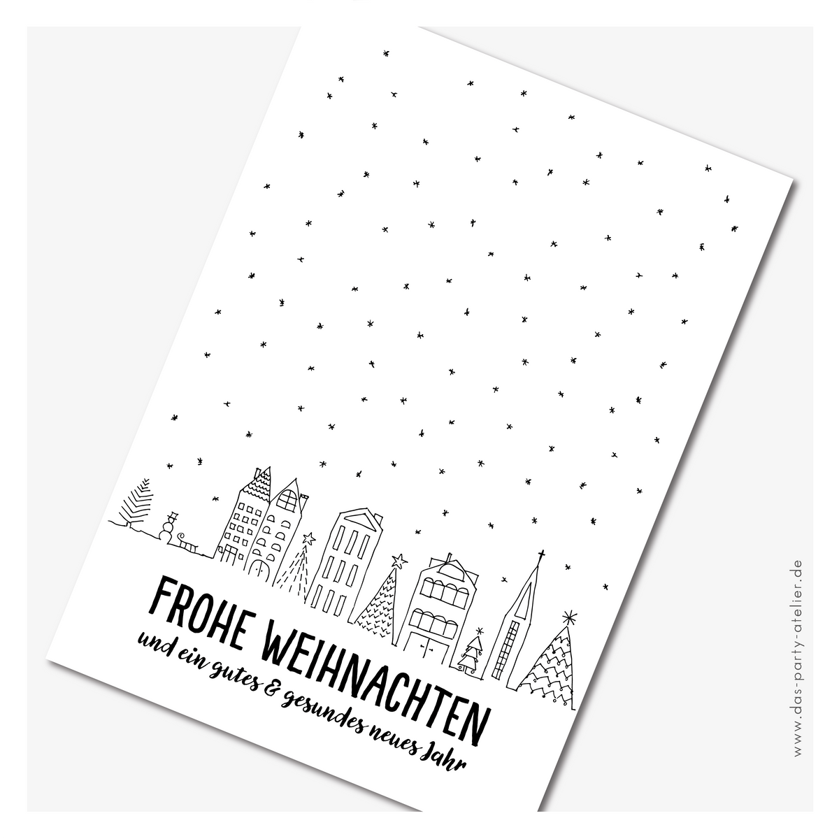 Schlichte Weihnachtskarten schwarz/weiß  (3er Set)