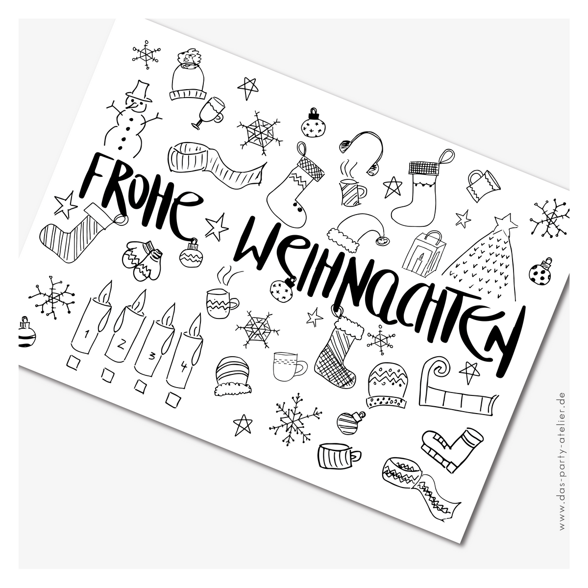 Schlichte Weihnachtskarten schwarz/weiß  (3er Set)