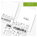 Schlichte Weihnachtskarten schwarz/weiß  (3er Set)