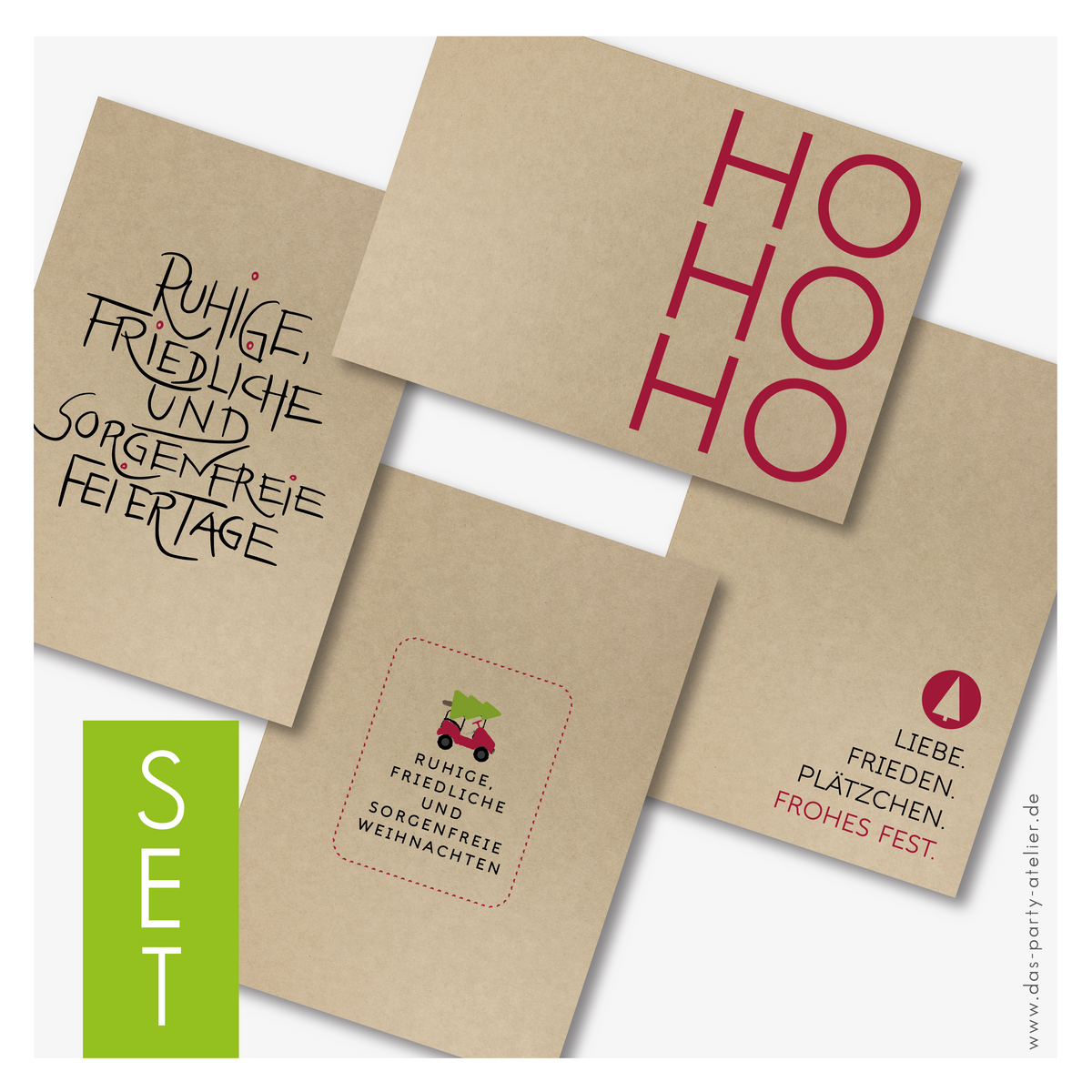 5er Set Weihnachtskarten MODERN MIT HUMOR (Kopie)
