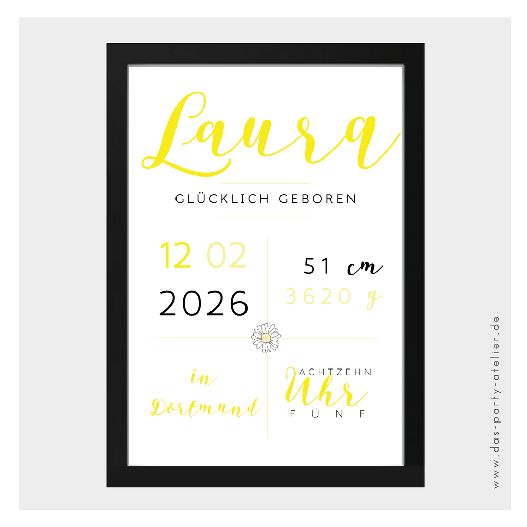 Gerahmter Print GEBURT "Auf einen Blick"