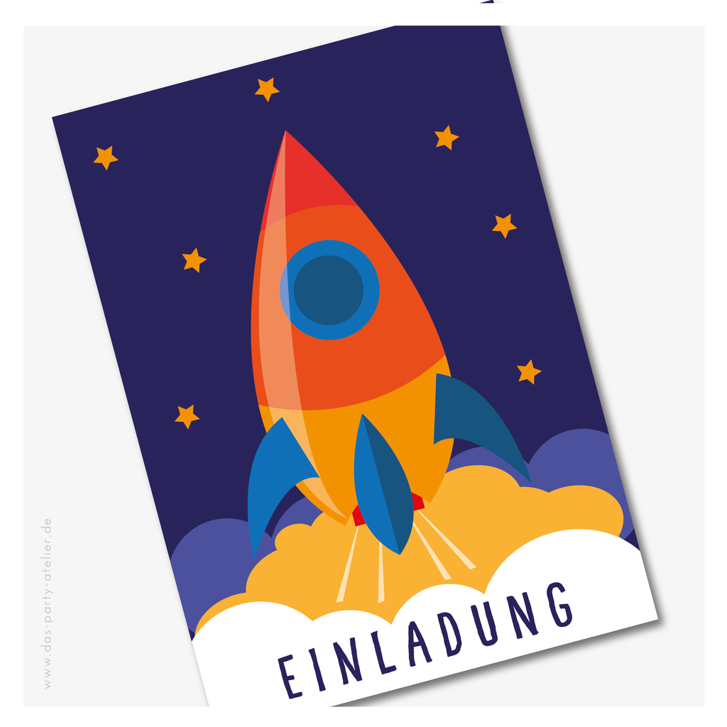 Einladung (6er Pack) RAKETE