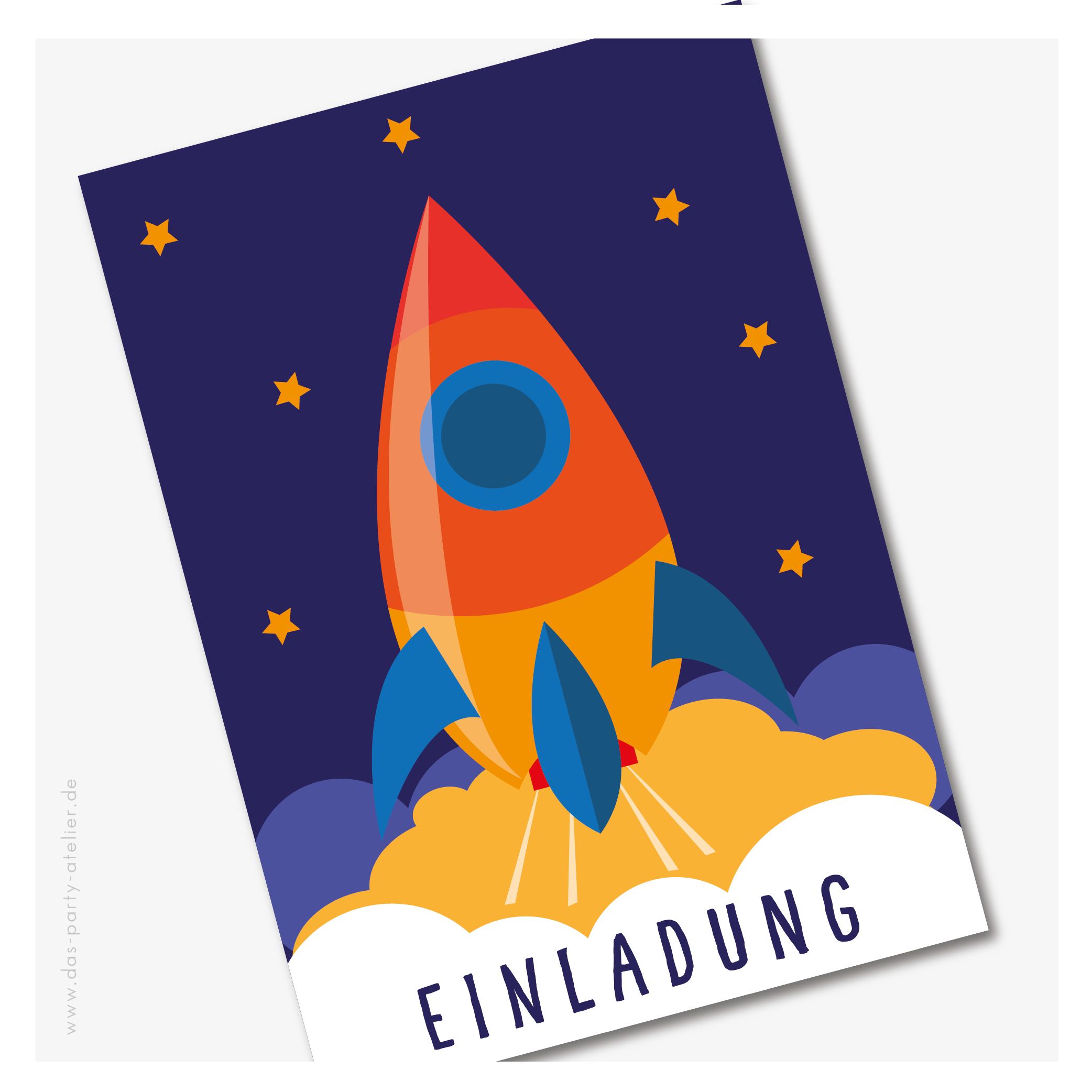Einladung (6er Pack) RAKETE