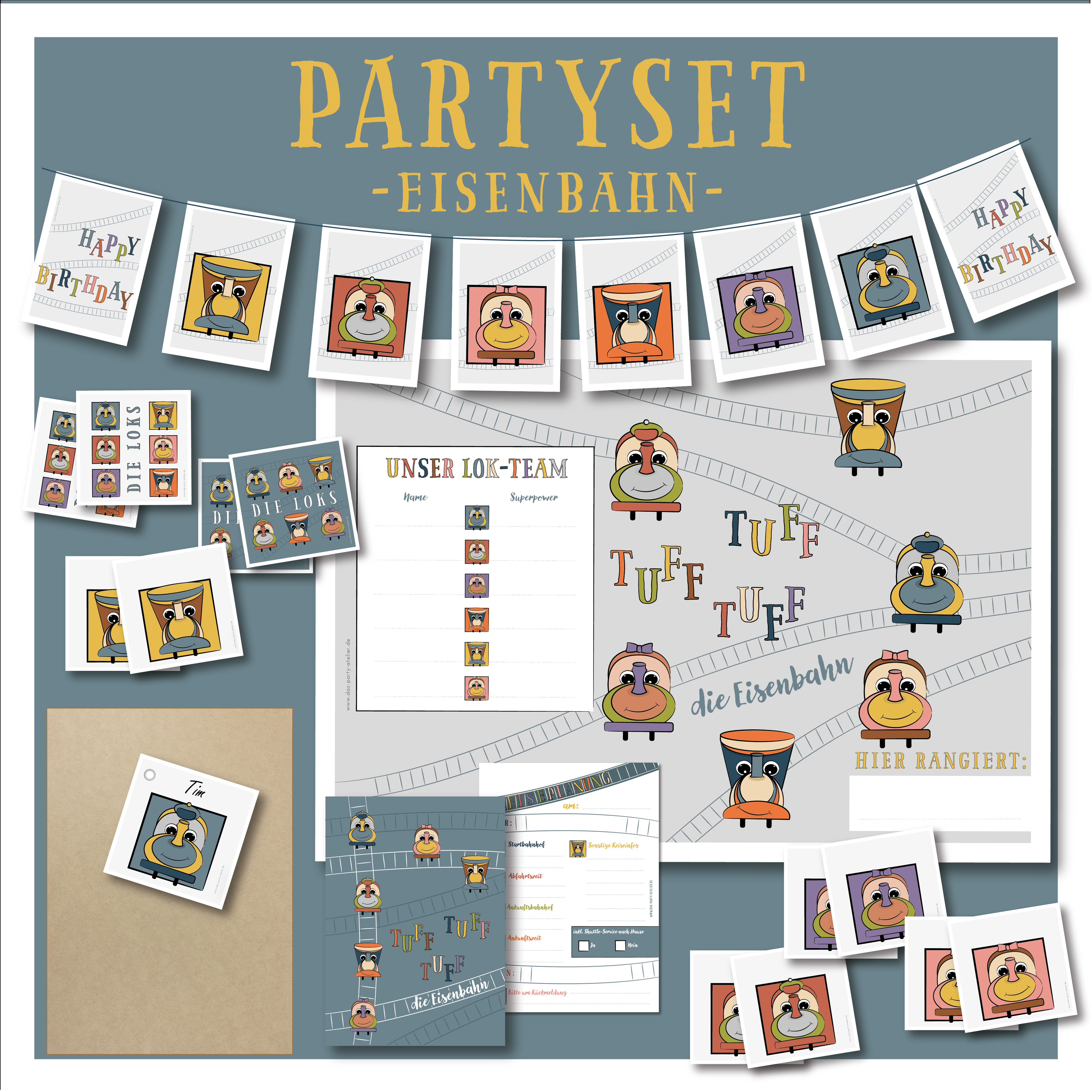 Partyset "EISENBAHN" (mehrteilig, für 7 Personen)