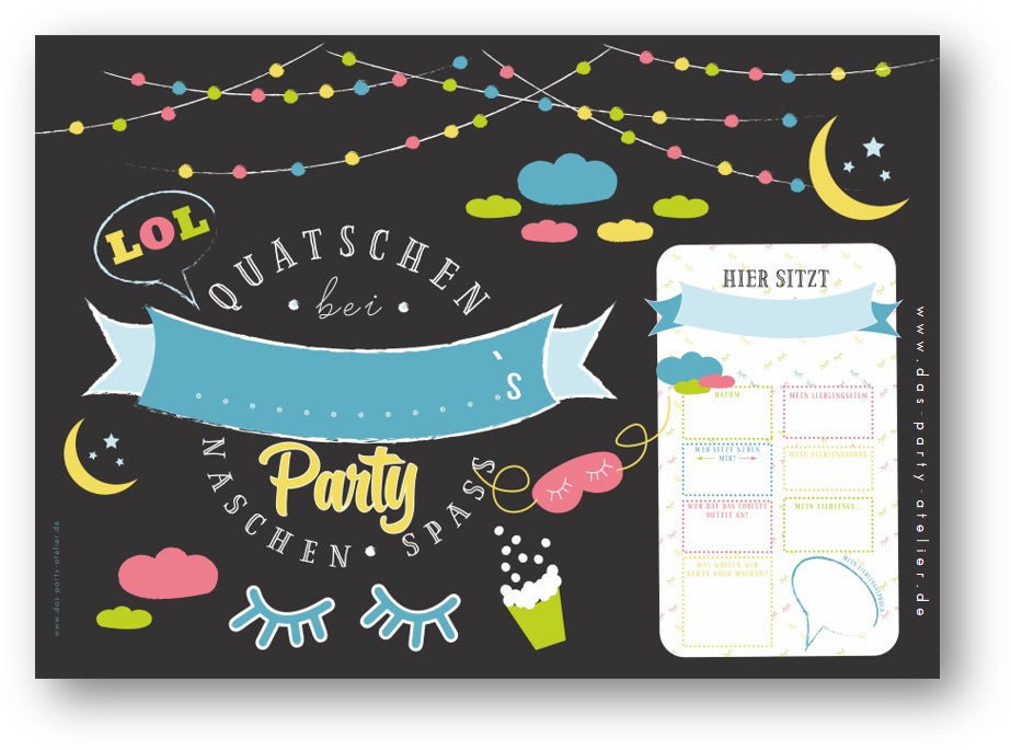 Tischsets "Mädchenparty interaktiv" mit Spielen (6 Stck.)
